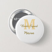 Bruids teammonogram gouden bruidsdouche eenvoudig  ronde button 5,7 cm (Voorkant /achterkant)