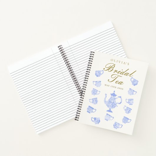 Bruids Thee Blauw China Witte Kant Douche Geschenk Notitieboek (Binnen)