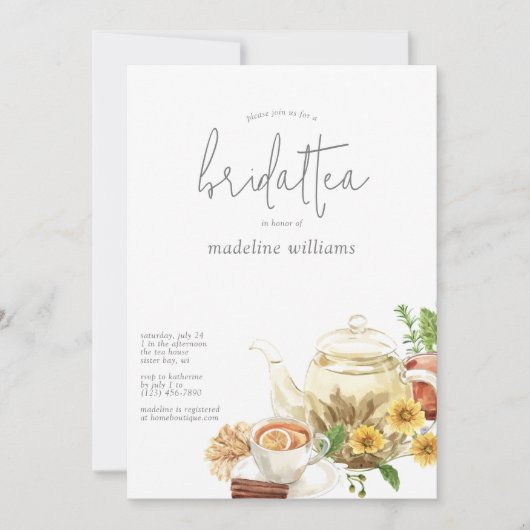 bruids thee boho bruids douche uitnodiging (Voorkant)