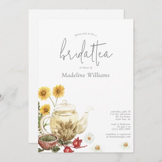 bruids thee bruids douche uitnodiging (Voorkant / Achterkant)