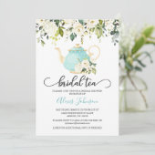 Bruids Thee Bruids Douche Uitnodiging - Blauw (Staand voorkant)