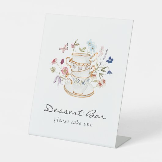 Bruids thee dessert teken reclamebord met voetstuk (Voorkant)