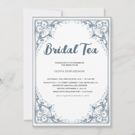 Bruids Thee Party Chinoiserie Bruidsfeest  Kaart (Voorkant)