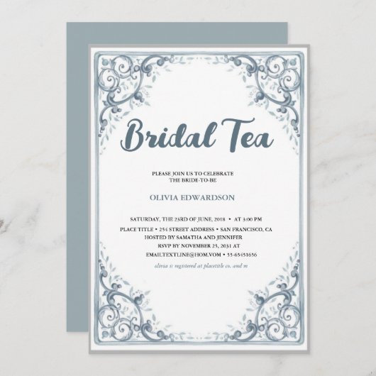 Bruids Thee Party Chinoiserie Bruidsfeest Kaart (Voorkant / Achterkant)