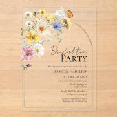 Bruids thee Party | Wildflower Boho Vrijgezellenfe Acryl Uitnodigingen (Voorkant)