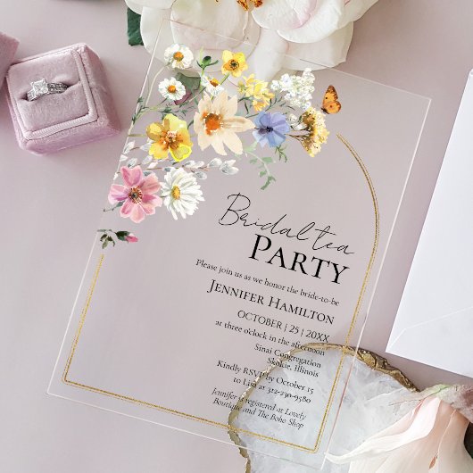 Bruids thee Party | Wildflower Boho Vrijgezellenfe Acryl Uitnodigingen
