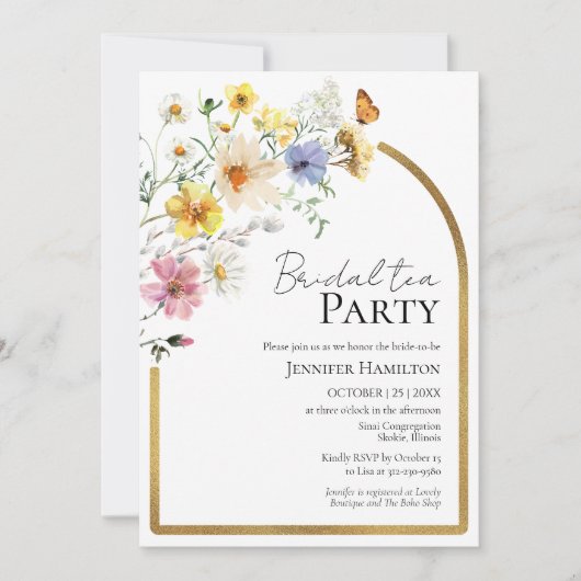 Bruids thee Party | Wildflower Boho Vrijgezellenfe Kaart (Voorkant)