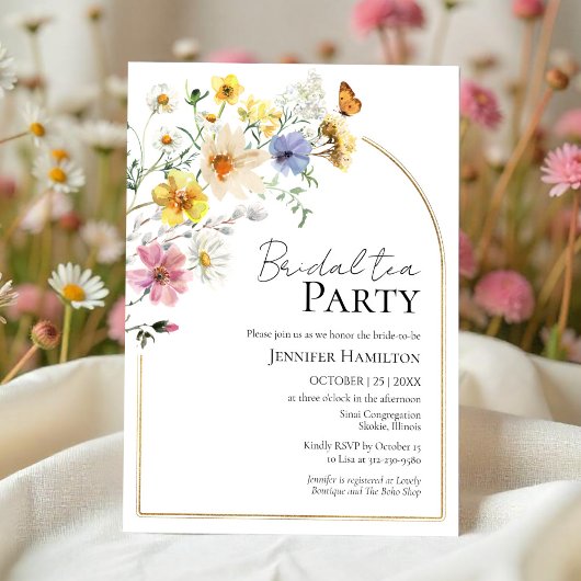 Bruids thee Party | Wildflower Boho Vrijgezellenfe Kaart