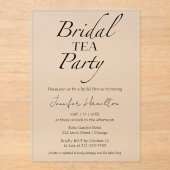 Bruids thee Party | Zwart-wit Vrijgezellenfeest Acryl Uitnodigingen (Voorkant)