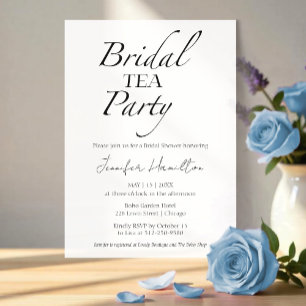 Bruids thee Party   Zwart-wit Vrijgezellenfeest Kaart