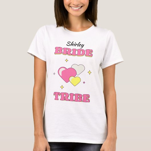 BRUIDS TRIBUS Bruidsmeisje/hen bewerkbare naam T-shirt (Voorkant)