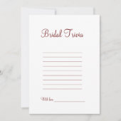 Bruids trivia bruiloft vrijgezellenfeest spel feestdagenkaart (Voorkant)