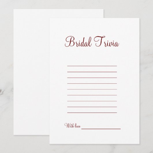 Bruids trivia bruiloft vrijgezellenfeest spel feestdagenkaart (Voorkant / Achterkant)
