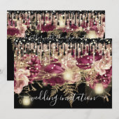 Bruids Trouwjurk Roze Drip Pink Marsala Lichten Zw Kaart (Voorkant / Achterkant)