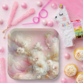 Bruids Tulle Floral Abstract Papieren Bordje (Feest)