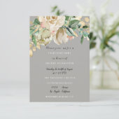 Bruids Verjaardagsfeestje Roos Paint Floral Grey Kaart (Staand voorkant)