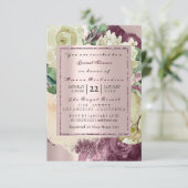 Bruids Waterverf Marsala Witte Bloem Roze Goud Kaart (Staand voorkant)