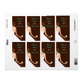 Bruids Wijn Uitnodiging (Brunette op bruin w/wit) Etiket (Full Sheet)