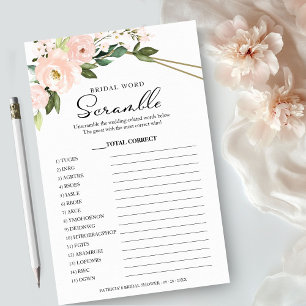 Bruids Woord Puzzelspel Roze Bloemenspel Flyer
