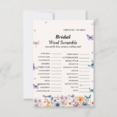 Bruids woord scramble vrijgezellenfeest spel kaart (Voorkant)
