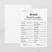 Bruids woord scramble vrijgezellenfeest spel kaart (Voorkant / Achterkant)