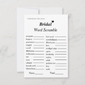 Bruids woord scramble vrijgezellenfeest spel kaart (Voorkant)