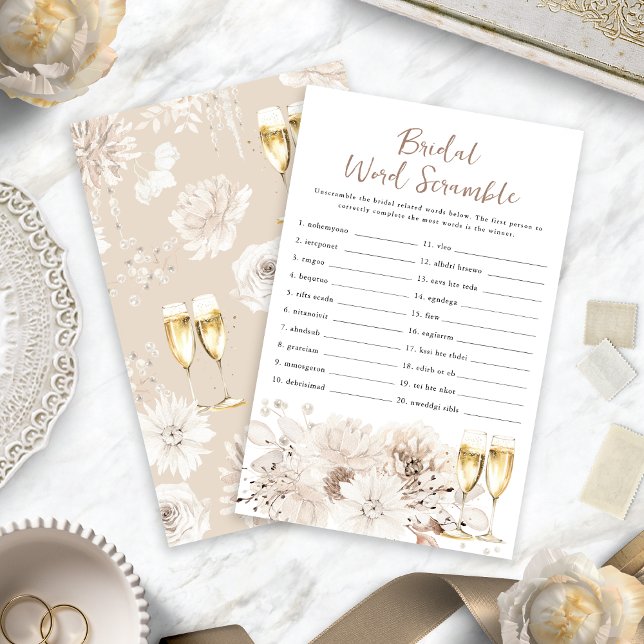 Bruids Woordzoekspel met Champagne (Champagne Bridal Word Scramble Game
)