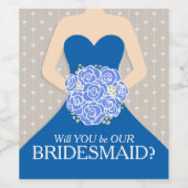 Bruids zal je onze bruidsmeisje blauwe wijn labels wijn etiket (Enkel label)