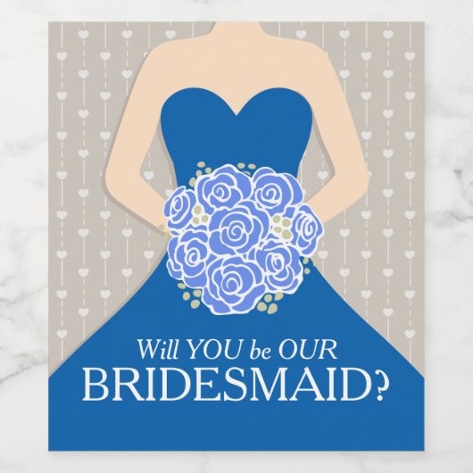 Bruids zal je onze bruidsmeisje blauwe wijn labels wijn etiket (Enkel label)