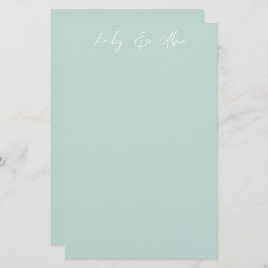 Bruids Zeeglas Solid gepersonaliseerd Briefpapier (Voorkant / Achterkant)