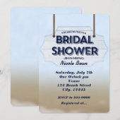 Bruidsbadfeest witte houten uitnodigingsbord kaart (Voorkant / Achterkant)