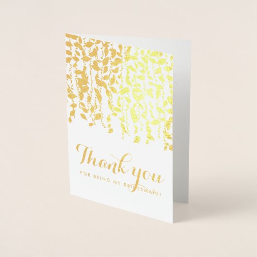 Bruidsbedankingskaart bruidsmeisje goud groen folie kaarten (Voorkant)