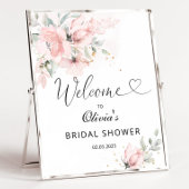 Bruidsbeurs welkom bord met roze rozen poster