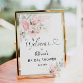 Bruidsbeurs welkom bord met roze rozen poster