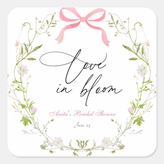 Bruidsbezoek Wildflower Bloom Vierkante Sticker (Voorkant)