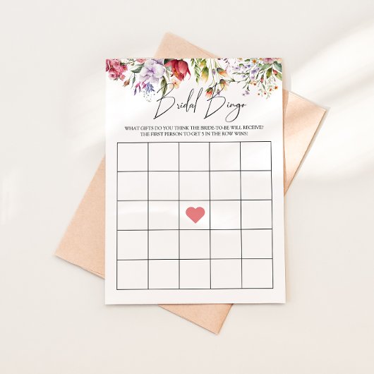 Bruidsbingo bloemige bruidsshowerspelkaart kaart