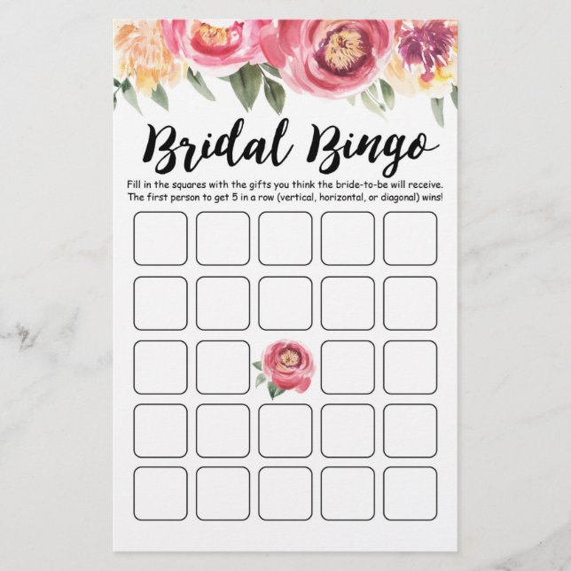 Bruidsbingo Bruidsfeest en Hen Party spel (Voorkant)