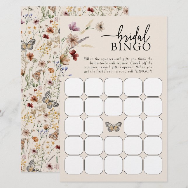 Bruidsbingo met bloemen (Voorkant / Achterkant)