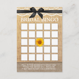 Bruidsbingo met Zwart Lint Zonnebloem Jute