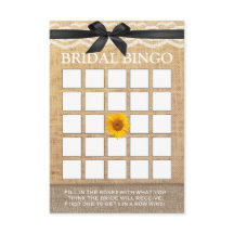 Bruidsbingo met Zwart Lint Zonnebloem Jute Bruidsb
