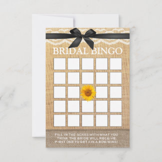 Bruidsbingo met Zwart Lint Zonnebloem Jute Bruidsb