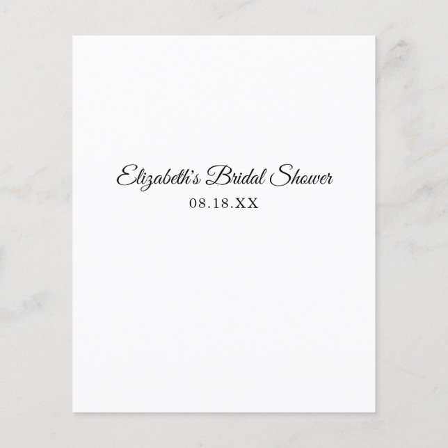 Bruidsbingo | Minimalistisch Bruidsmeisjesspel (Achterkant)