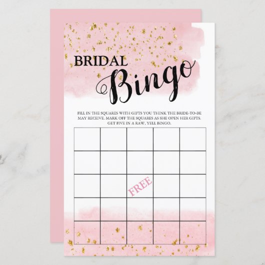 Bruidsbingo Roze Goud  Bruidsspel (Voorkant / Achterkant)