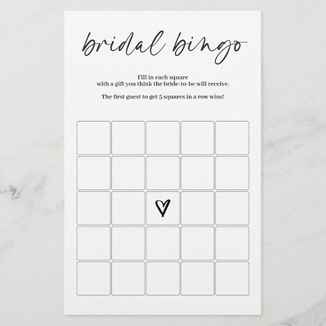 Bruidsbingospel Modern Eenvoudig Minimalistisch (Voorkant)
