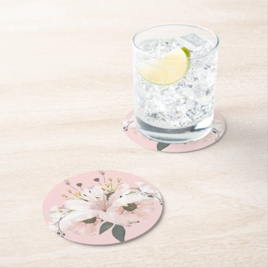 Bruidsbloem Ronde Kartonnen Onderzetter (Insitu)