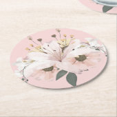 Bruidsbloem Ronde Kartonnen Onderzetter (Gebogen)