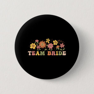 Bruidsbloem Team Bruid Wilde Bloemen Trouw Bruidsm Ronde Button 5,7 Cm