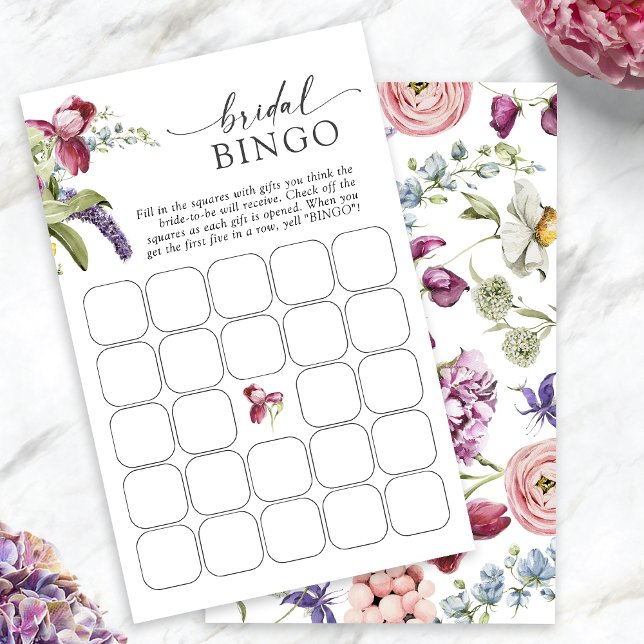 Bruidsbloemen Bingo Spel (Jewel Tone Floral Bridal Bingo Game Cards by Painted Paperie
)