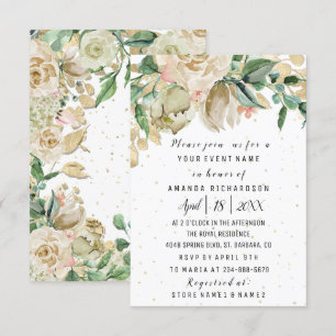 Bruidsbloemen verjaardag goud mint wit aquarel kaart