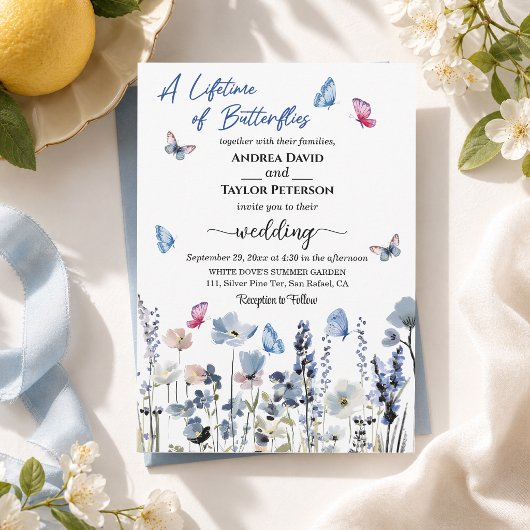 Bruidsbloemen Vlinders Bruiloft Kaart